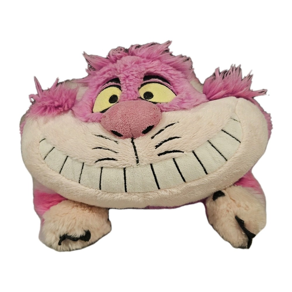 Disney Store Cheshire Cat Plush 18" Alice in Wonderland Pink Striped Stuffed Cat